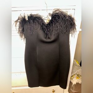 Eliza J Strapless Feather Detail Dress